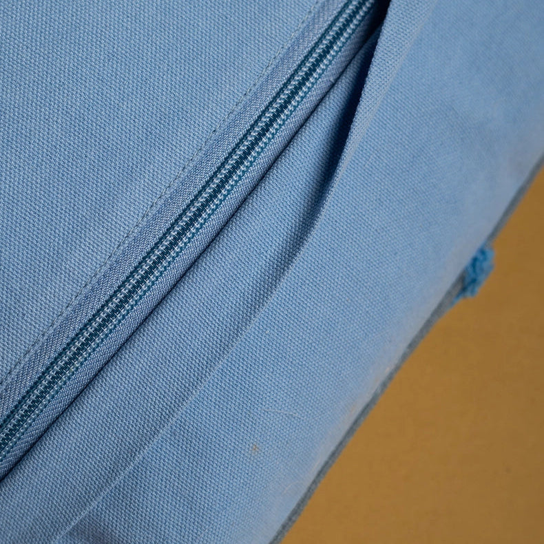 Blå retropute med broderi