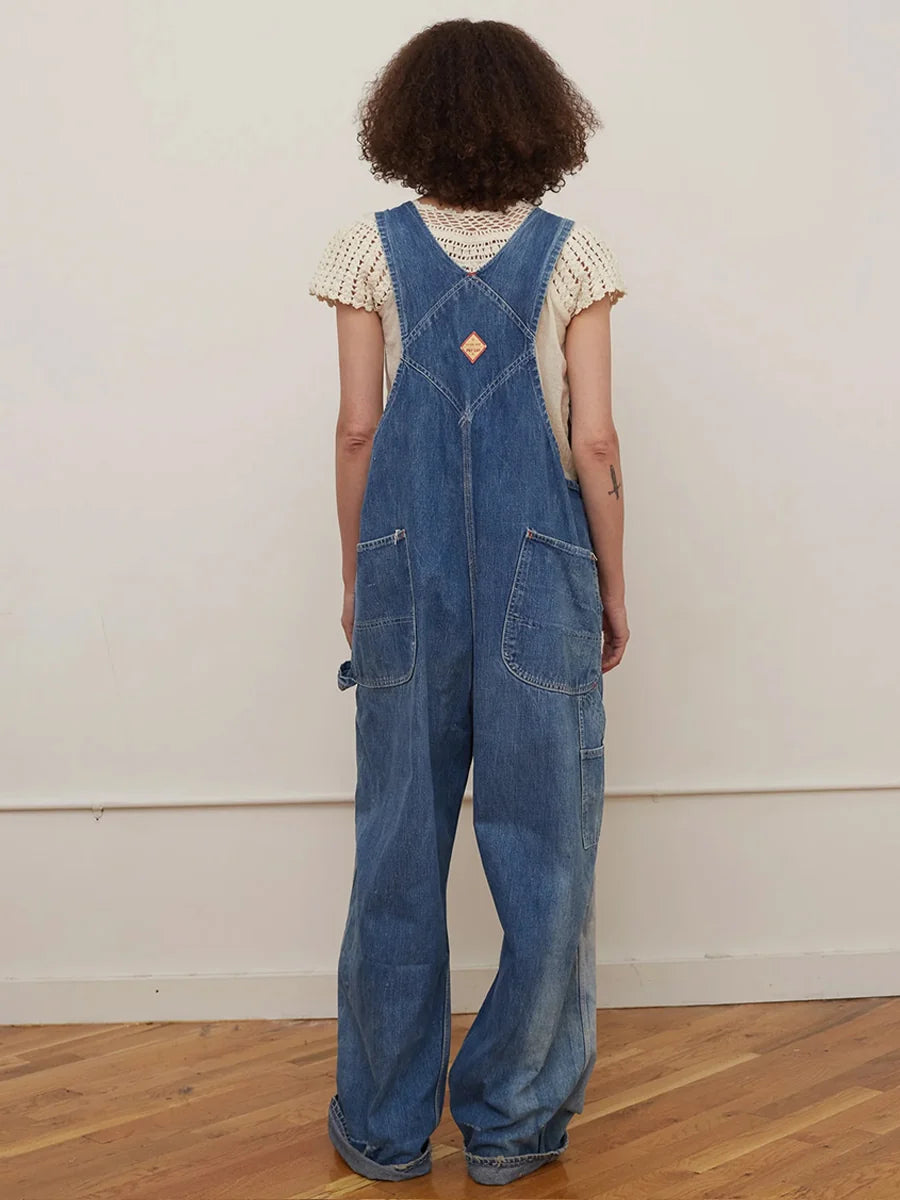 Denim snekkerbukse med vintage-look