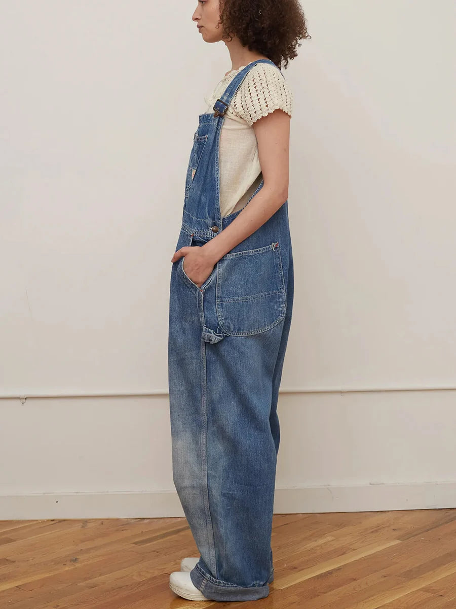 Denim snekkerbukse med vintage-look