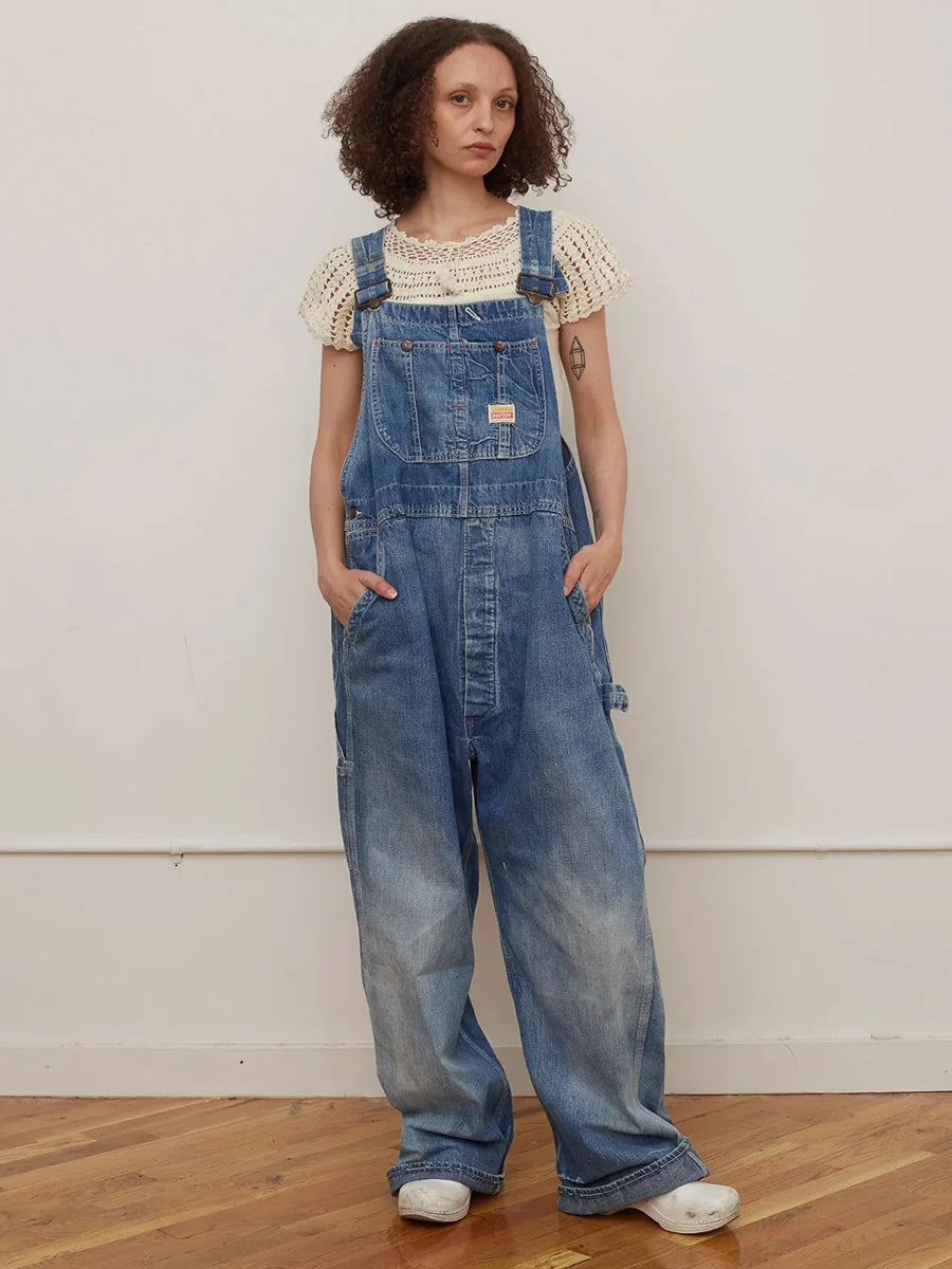 Denim snekkerbukse med vintage-look