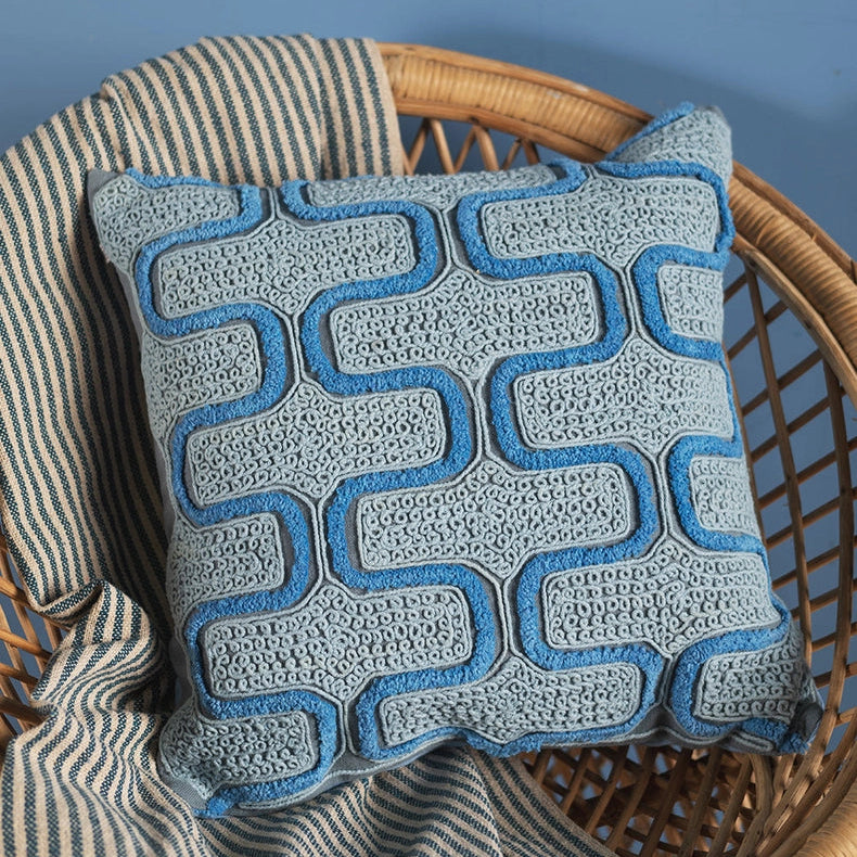 Blå retropute med broderi