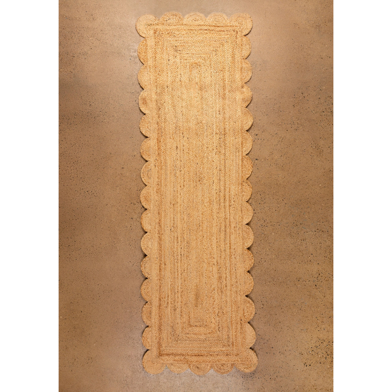 Jute-løper med bølget kant (240 x 75 cm)