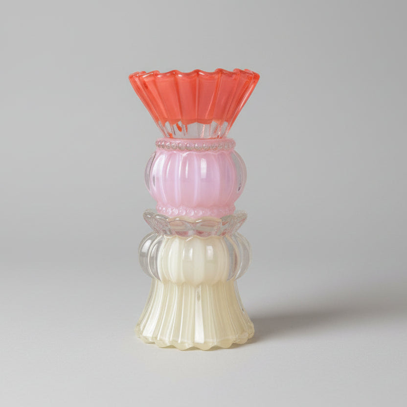 Lysetake - gul/rosa/aprikos (17 cm)