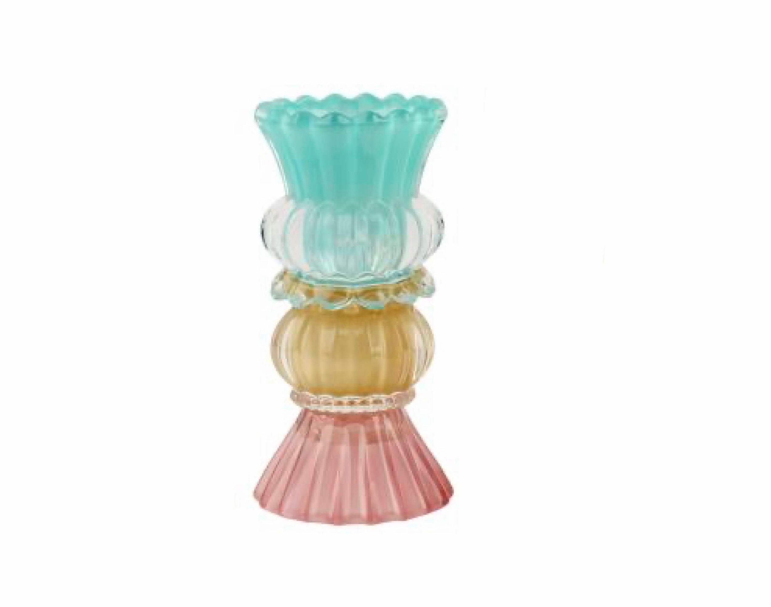 Lysestake - turkis/gul/rosa (17 cm)