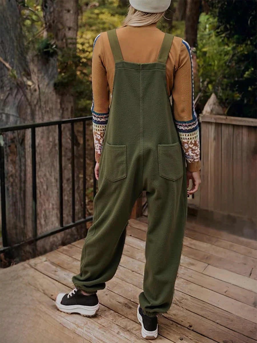 Varm olivengrønn fleecebukse