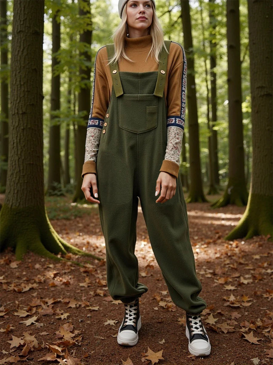 Varm olivengrønn fleecebukse