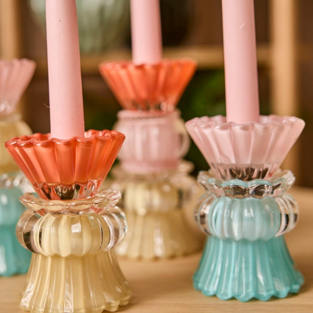 Lysestake - turkis/gul/rosa (17 cm)