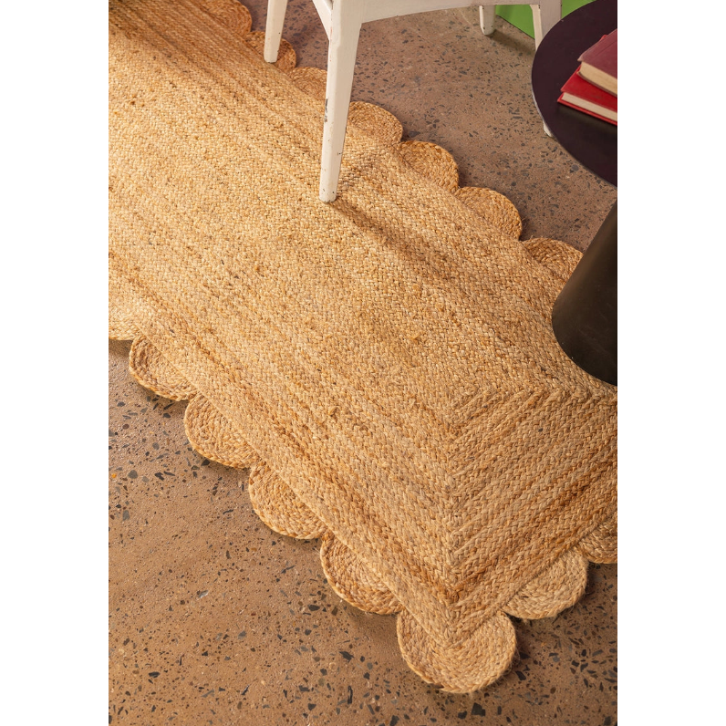 Jute-løper med bølget kant (240 x 75 cm)