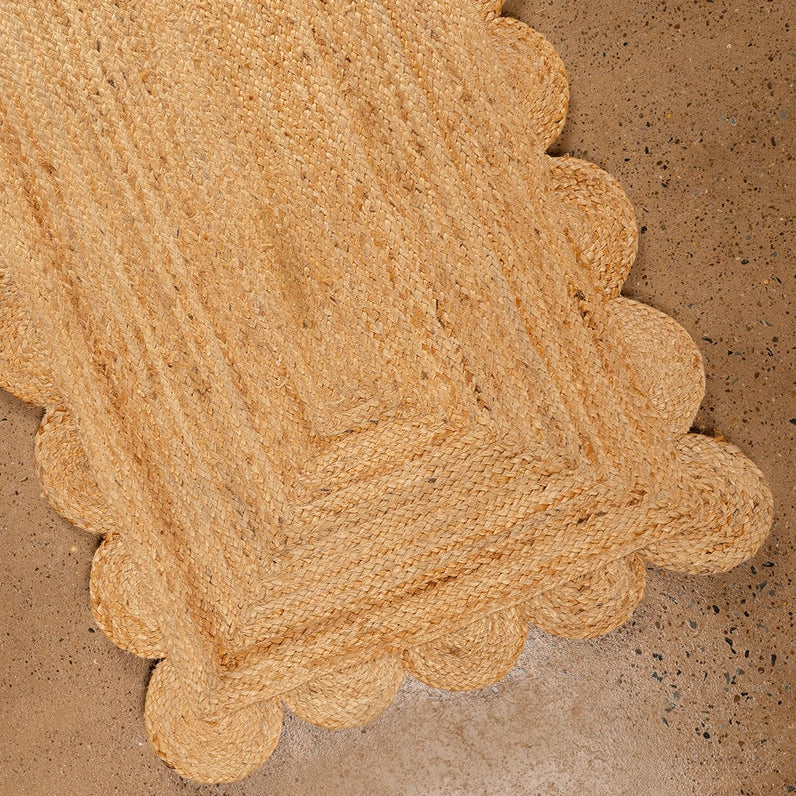 Jute-løper med bølget kant (240 x 75 cm)