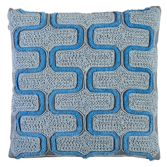 Blå retropute med broderi